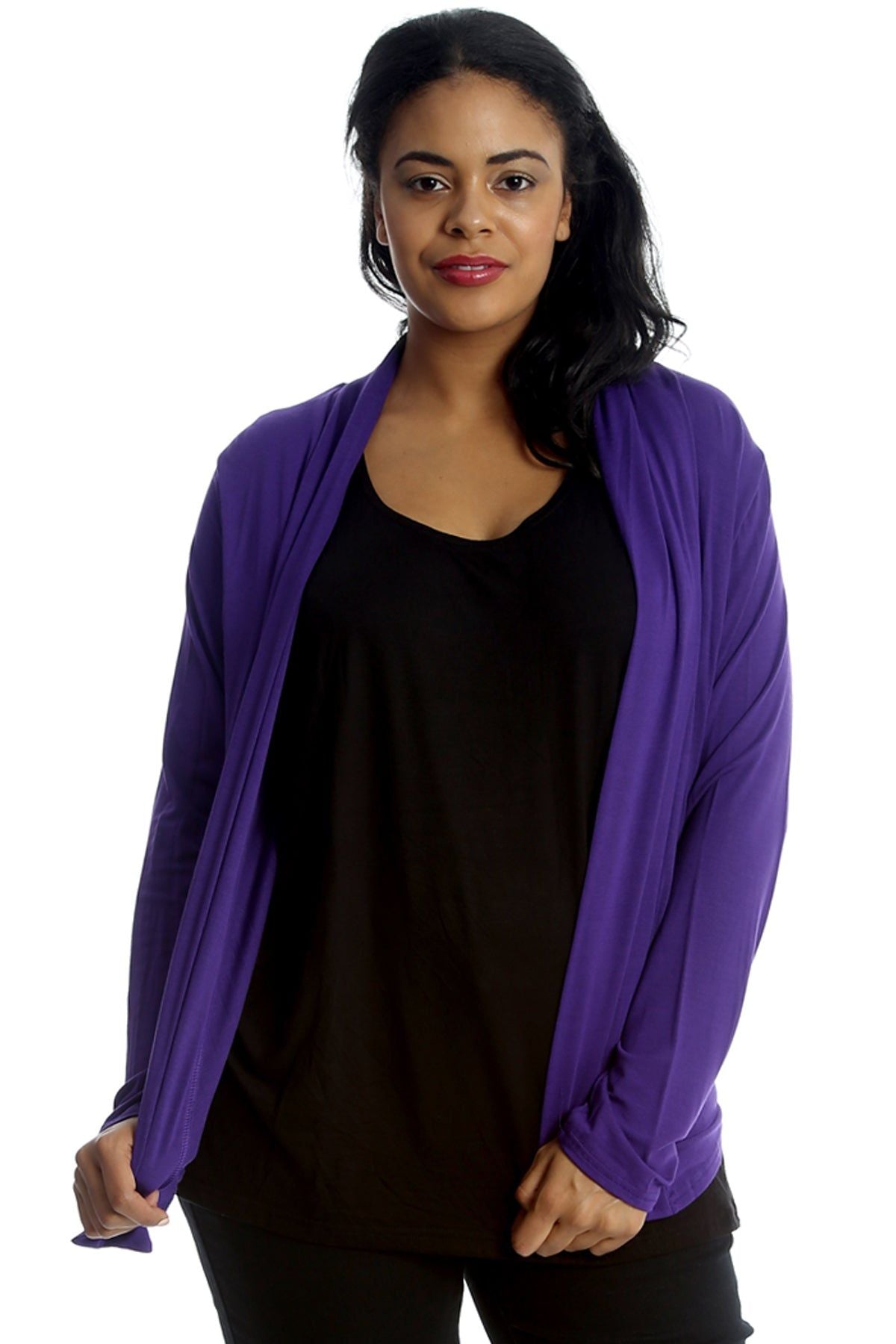 Purple Floral Lace Back Cardigan Open Top For Women 20 - Dropwear