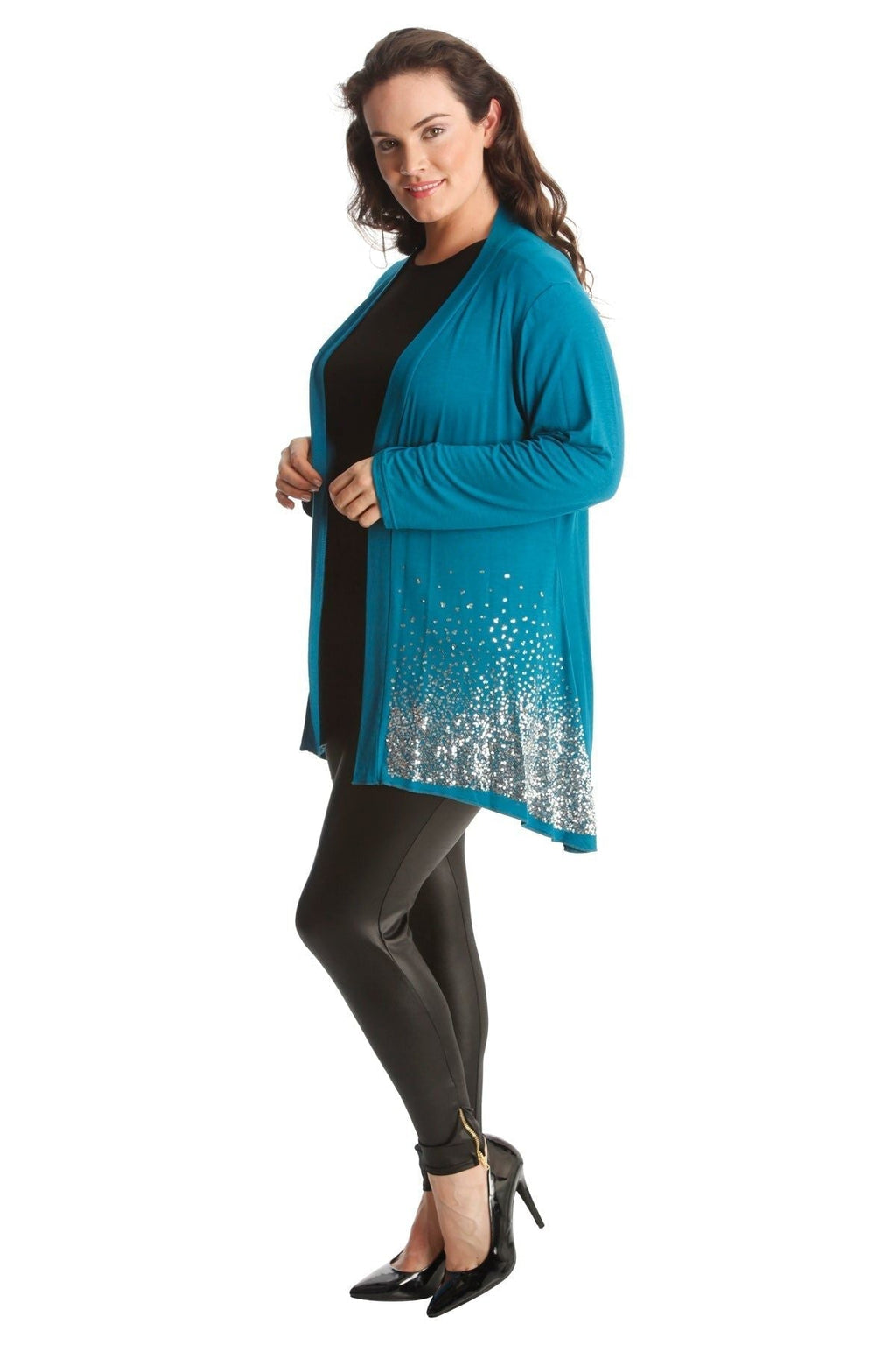 Black Sequin Sparkle Open Cardigan For Women 16 - Dropwear