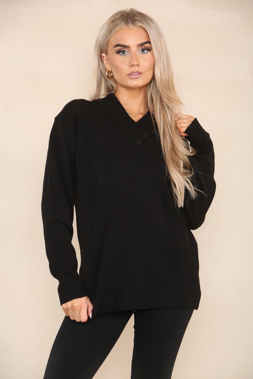 V Neck Cable Knitted Jumper