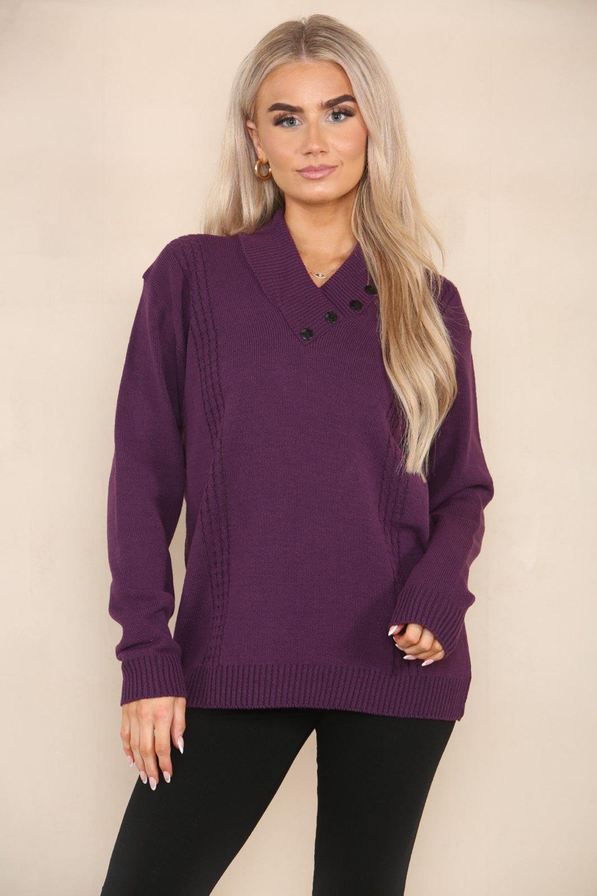 V Neck Cable Knitted Jumper