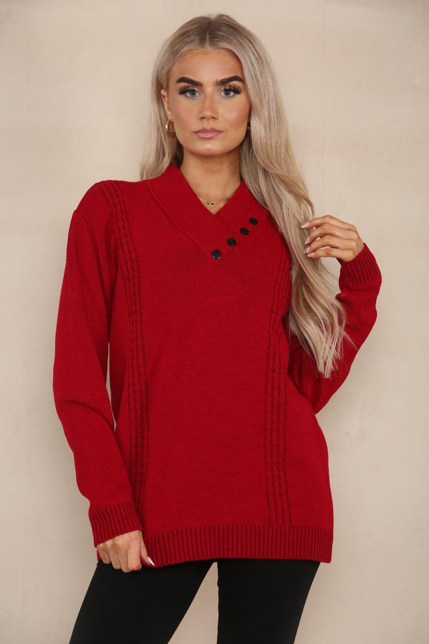 V Neck Cable Knitted Jumper