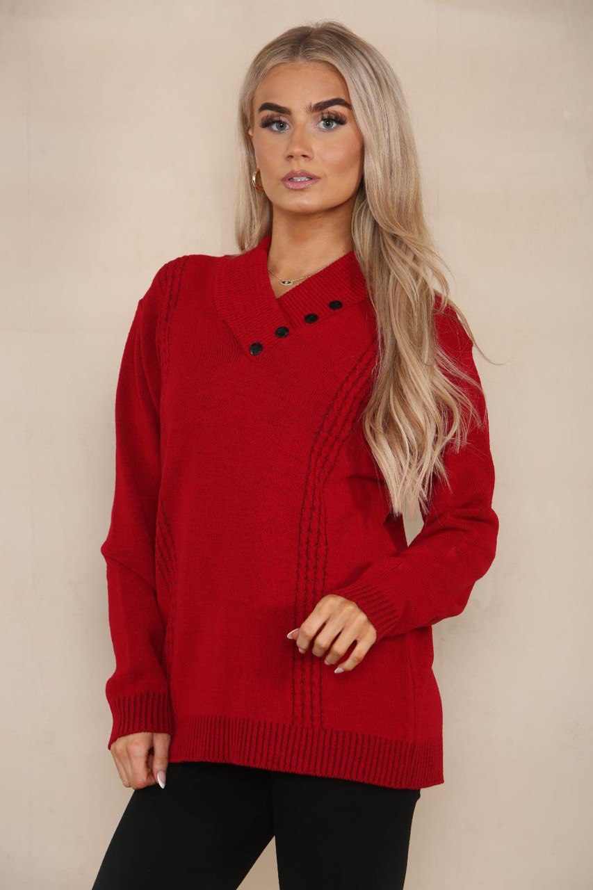 V Neck Cable Knitted Jumper