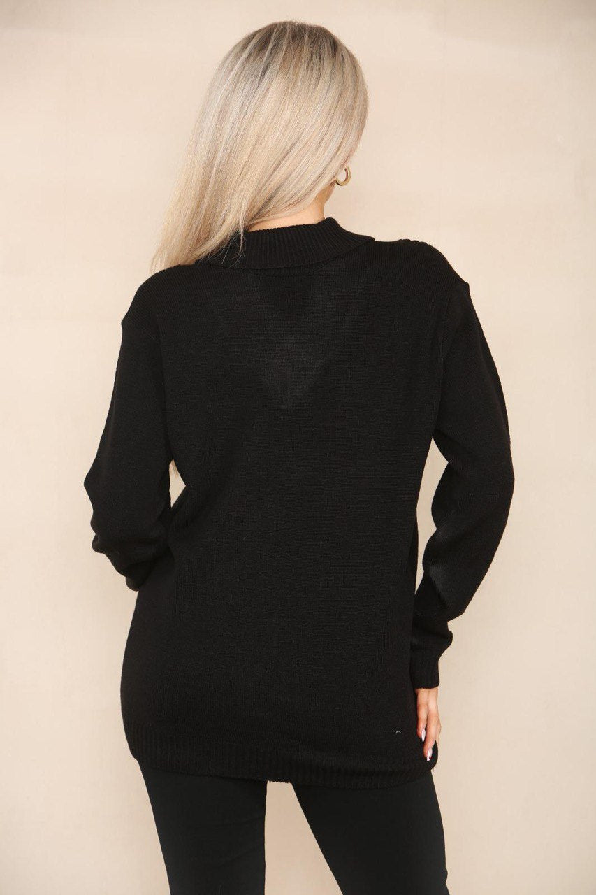 V Neck Cable Knitted Jumper