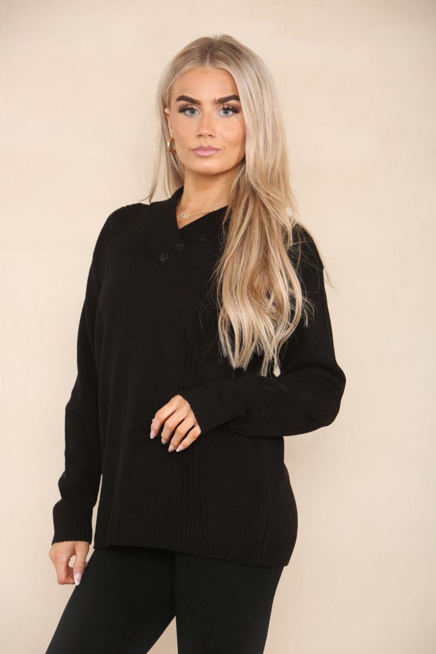 V Neck Cable Knitted Jumper