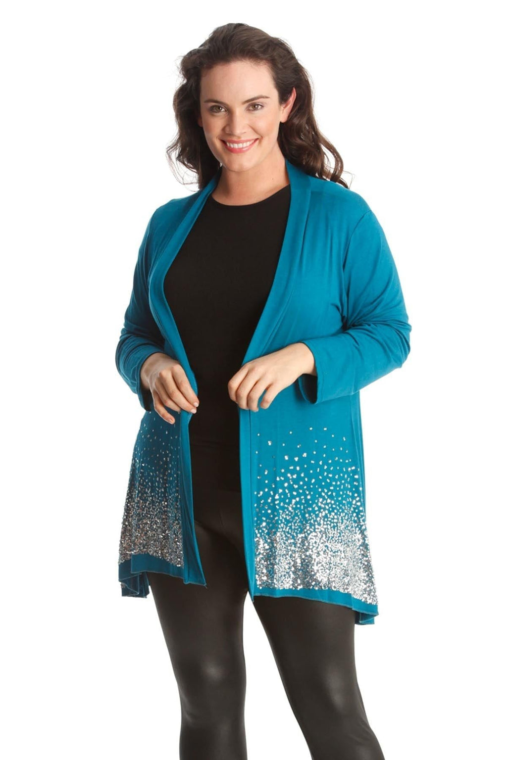 Black Sequin Sparkle Open Cardigan For Women 14 - Dropwear