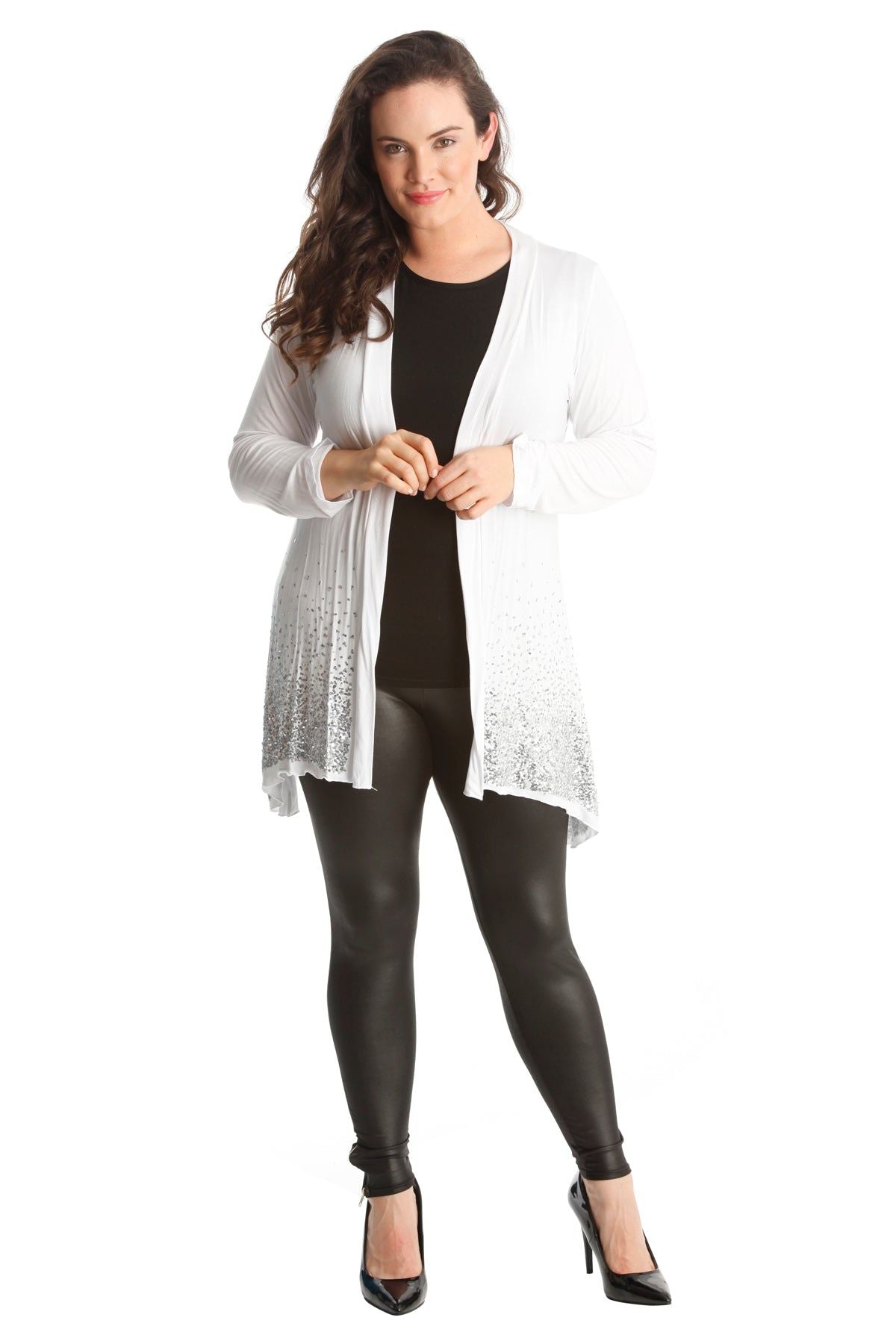 Blue Sequin Sparkle Open Cardigan For Women 20 - Dropwear