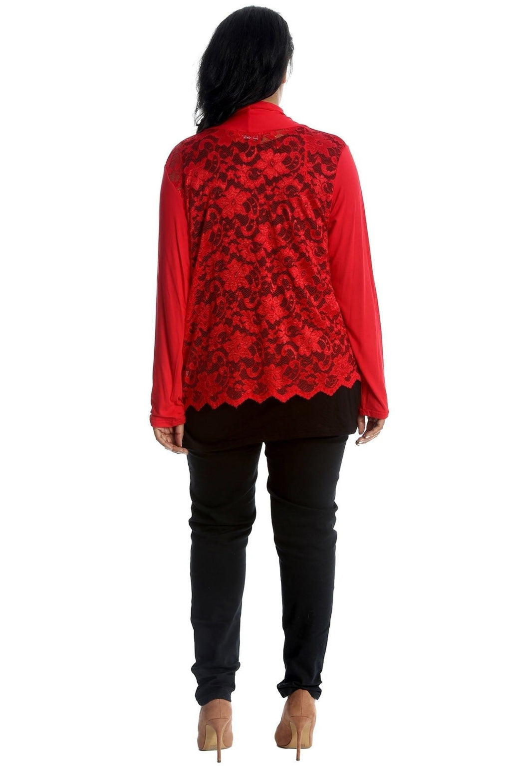 Cream Floral Lace Back Cardigan Open Top For Women 22-24 - Dropwear