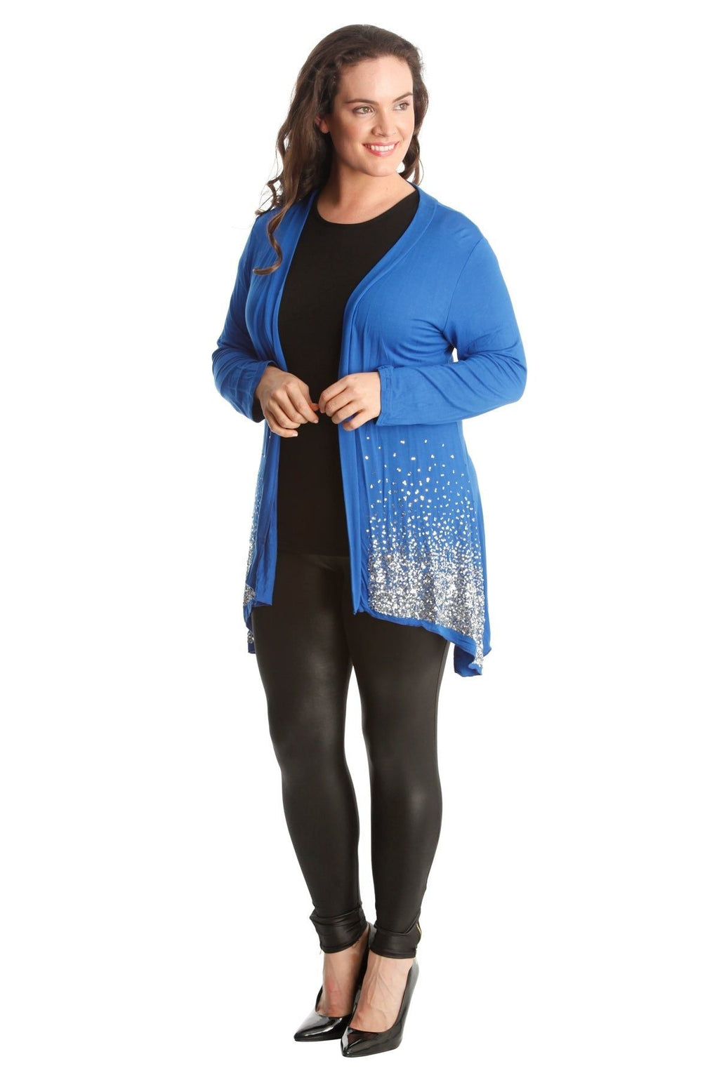 Red Sequin Sparkle Open Cardigan For Women 14 - Dropwear