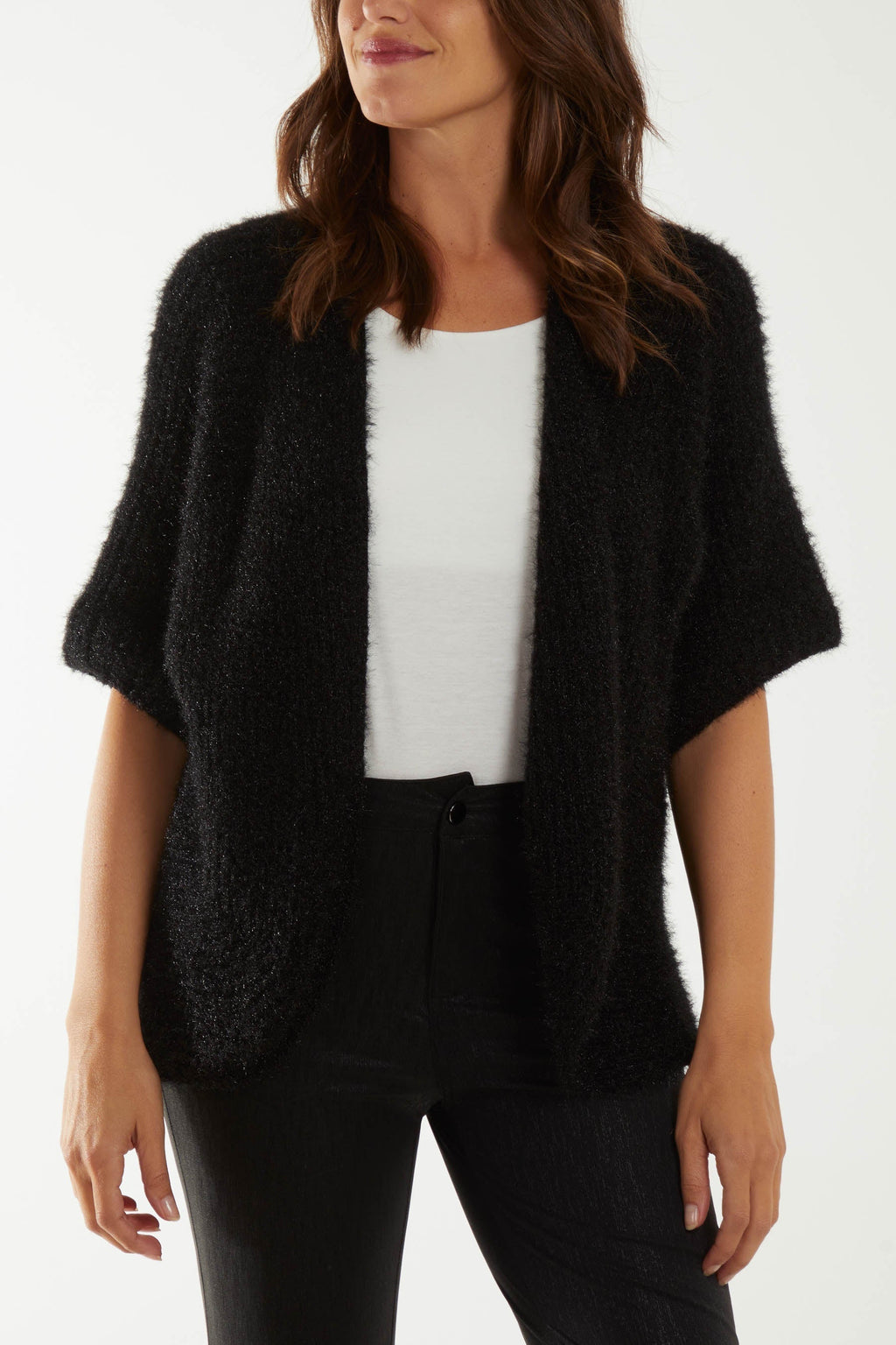 Black Soft Touch Ribbed Cardigan For Women ONE SIZE - Dropwear